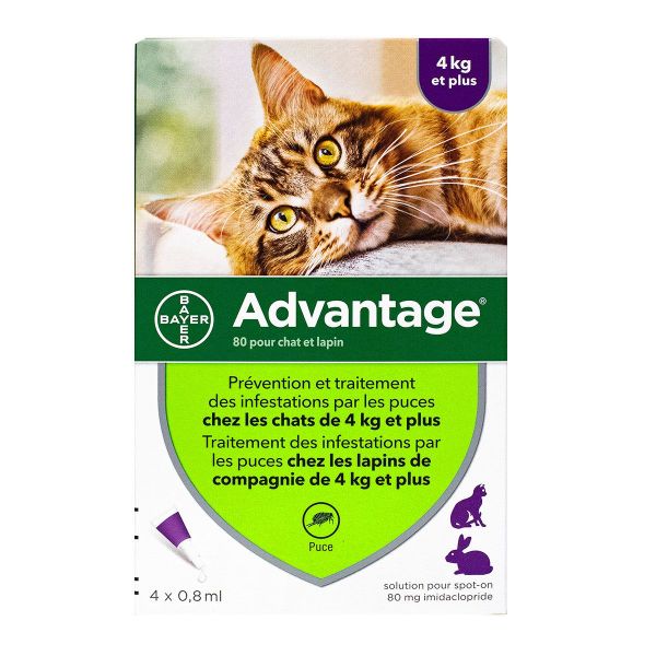 Advantage chats & lapins +4kg - 4 pipettes