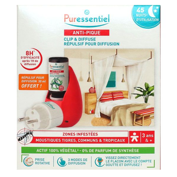 Diffuseur ultrasonique prise clip + brume diffusion 30ml