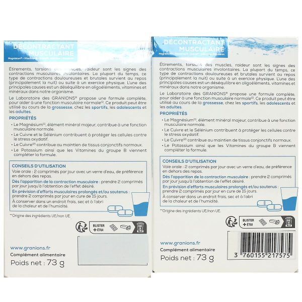 Décontractant musculaire 2 x 60 comprimés