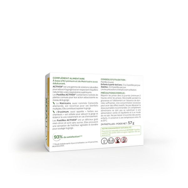 Activox miel citron 24 pastilles