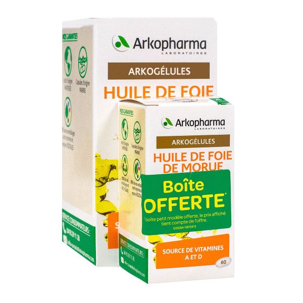 Arkogélules huile foie de morue 220+60 gélules