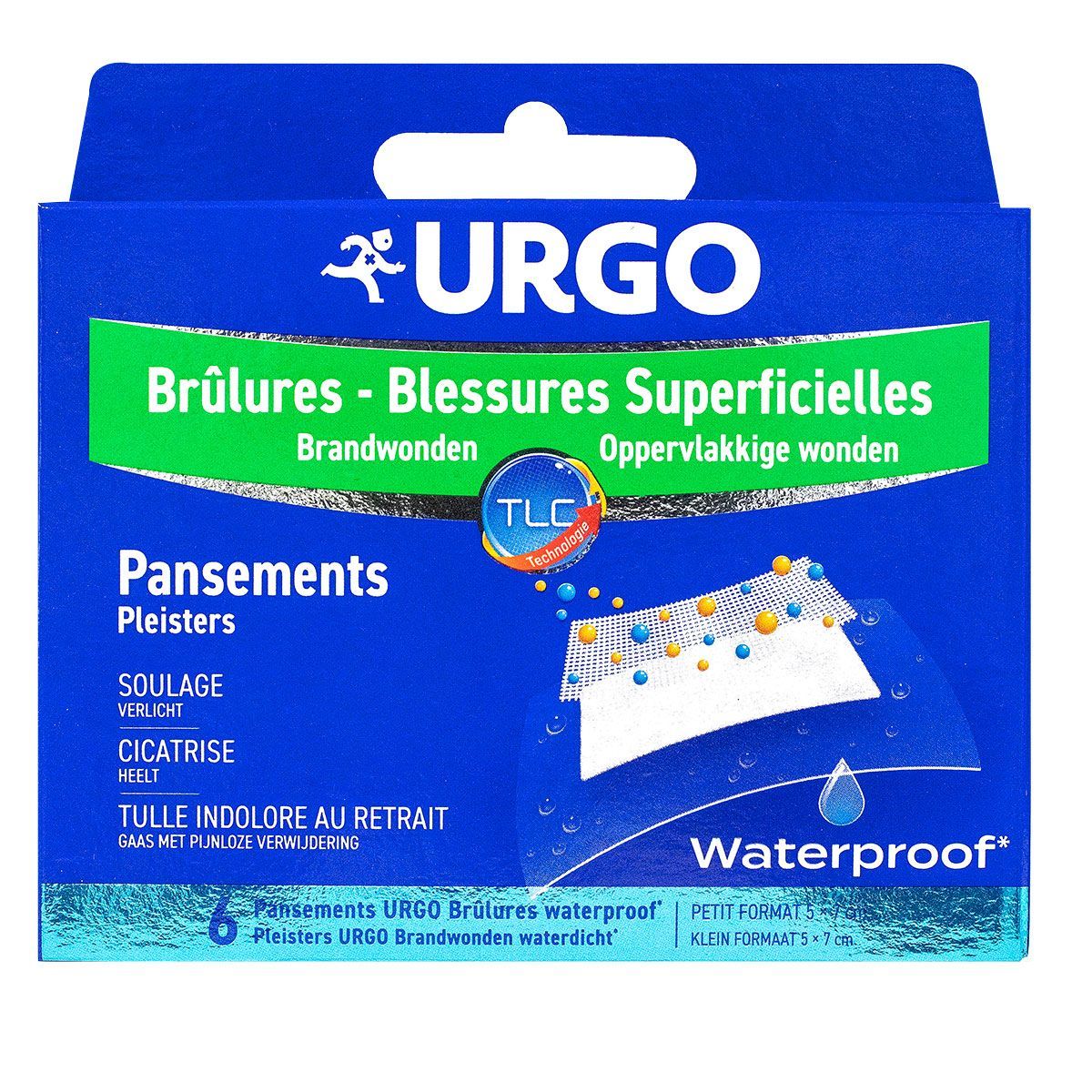 Urgo Premiers Soins Brûlures Blessures Superficielles Pansements Waterproof  5 x 7cm 6 unités