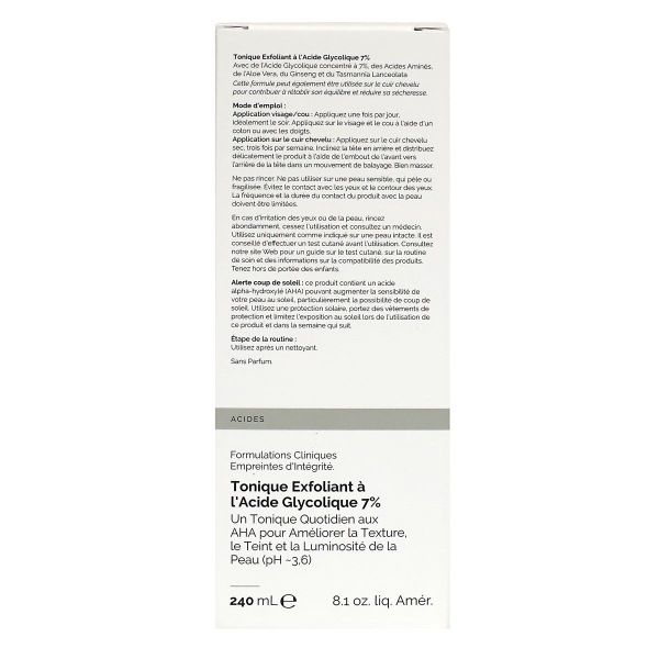 Tonique exfoliant à l'acode glycolique 7% 240ml