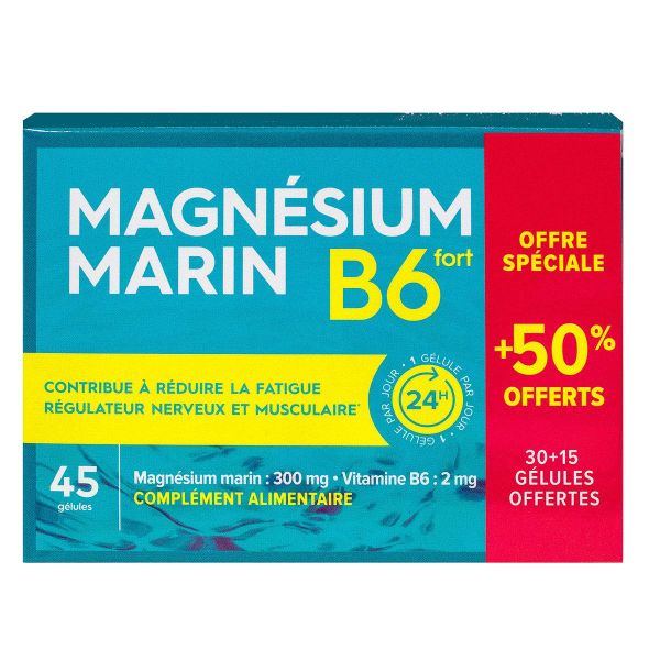 Magnésium marin B6 fort 45 gélules