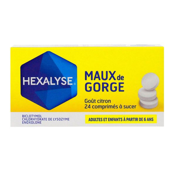 Hexalyse maux gorge 24 comprimés citron