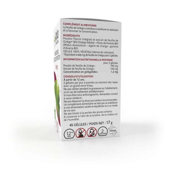 Arkogélules ginkgo mémoire 45 gélules