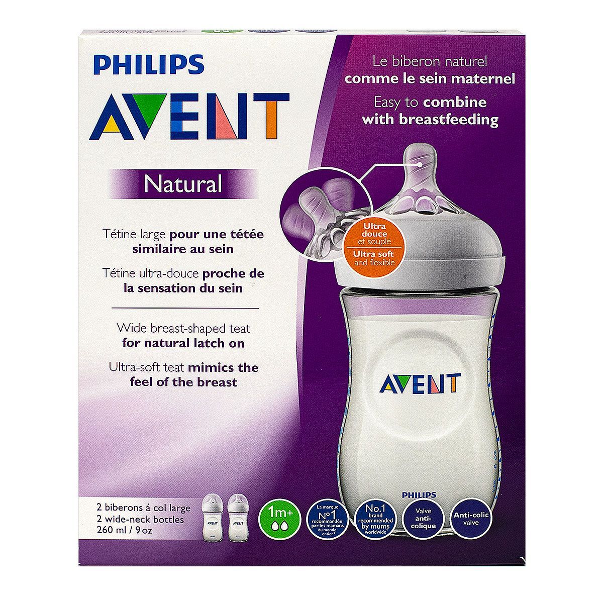 Avent Philips Biberon Natural Plastique 260 ml 1m+