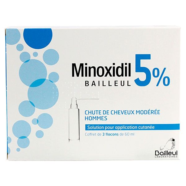 Minoxidil 5% solution cutanée 3x60ml