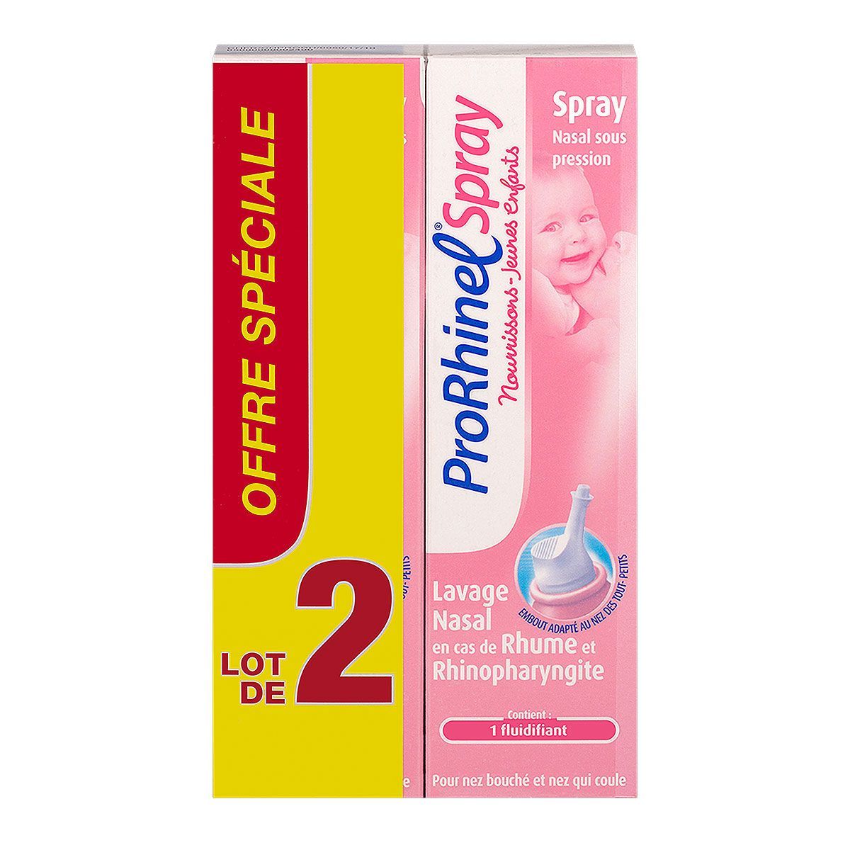prorhinel spray lavage nasal indiqué en cas de rhume et rhinopharyngite du  nourrisson et l'enfant