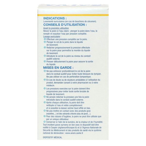 Poire lavement auriculaire à embout effilé