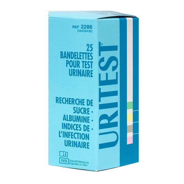 25 bandelettes pour test urinaire leucocytes et nitrites