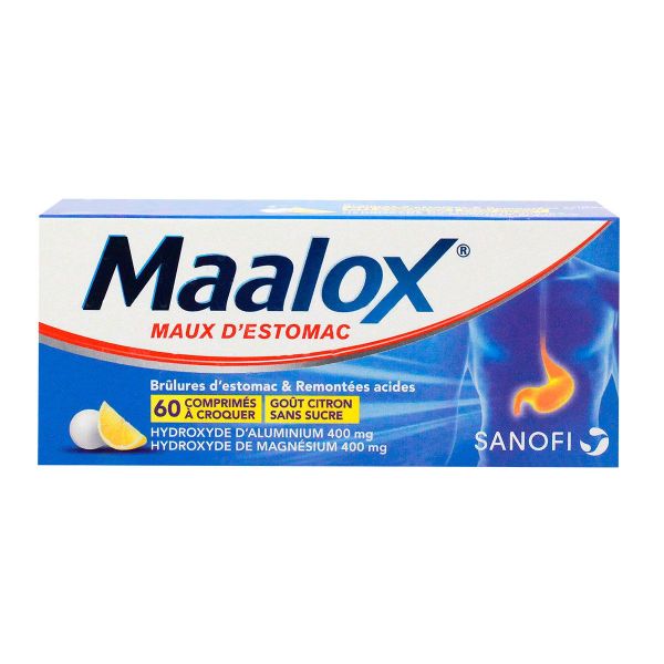 Maalox maux estomac citron - 60 comprimés à croquer