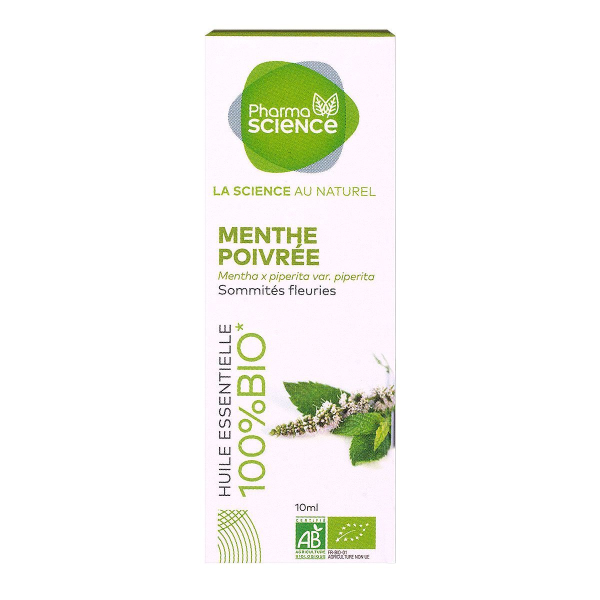 Huile essentielle Menthe poivrée Bio 10 ml - Flacon en verre anti-UV avec  compte-gouttes
