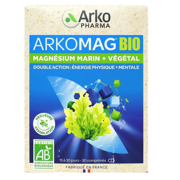 Arkomag bio magnésium marin énergie physique mentale 30 comprimés
