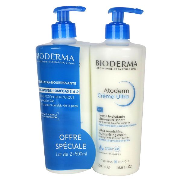 Atoderm crème ultra-nourrissante ss parfum 2x500ml