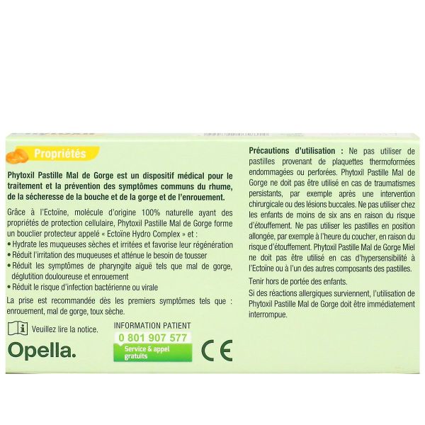 Mal de gorge miel sans sucre 16 pastilles
