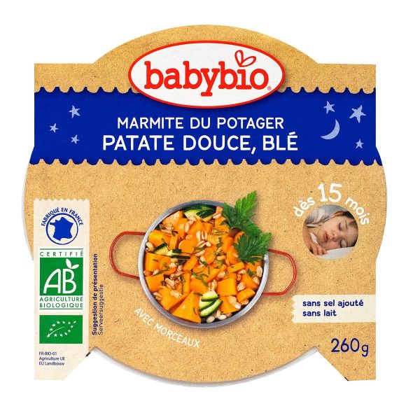 Assiette bonne nuit marmite potager patate douce blé 260g