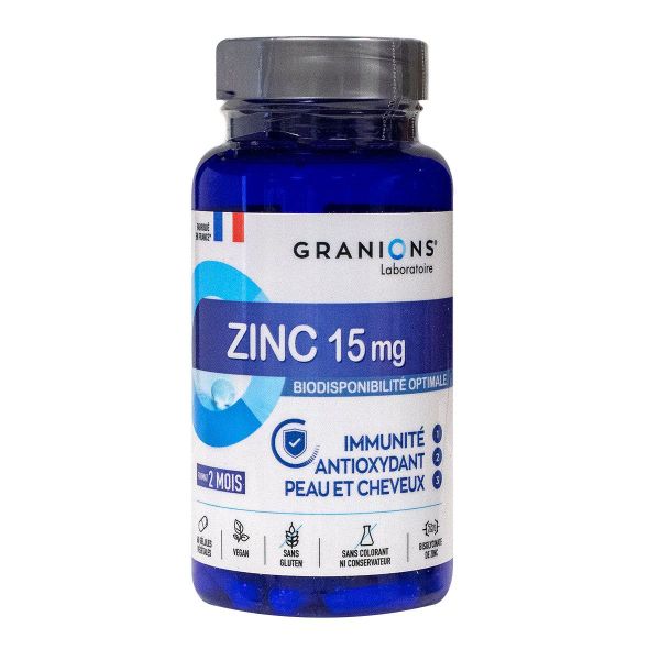 Zinc 15mg immunité antioxydant peau et cheveux 60 gélules