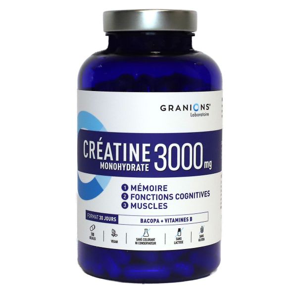 Créatine monohydrate 3000mg 180 gélules