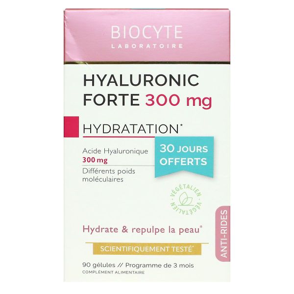 Hyaluronic Forte 300mg repulpe la peau 90 gélules