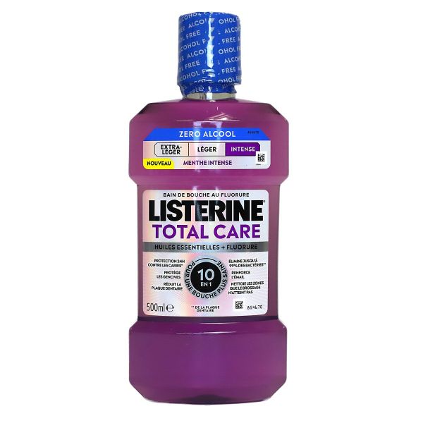 Total Care bain de bouche au fluorure goût intense menthe sans alcool 500ml