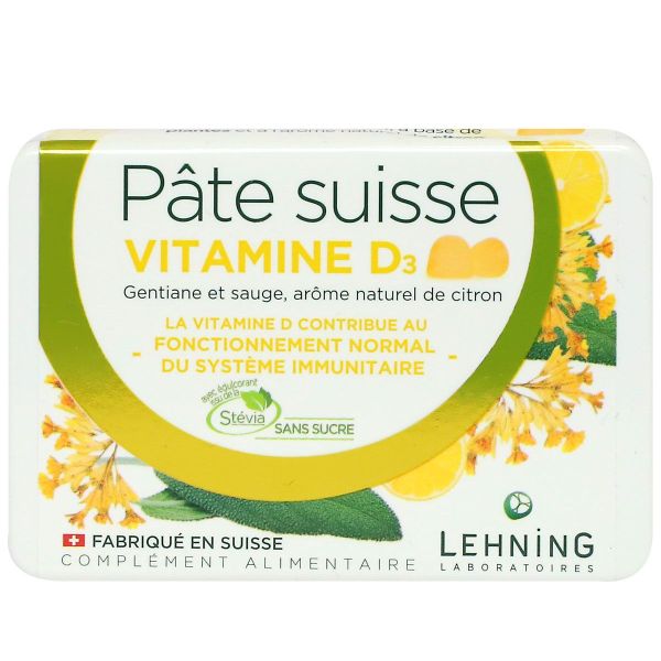 Pâte Suisse vitamine D3 système immunitaire 40 gommes