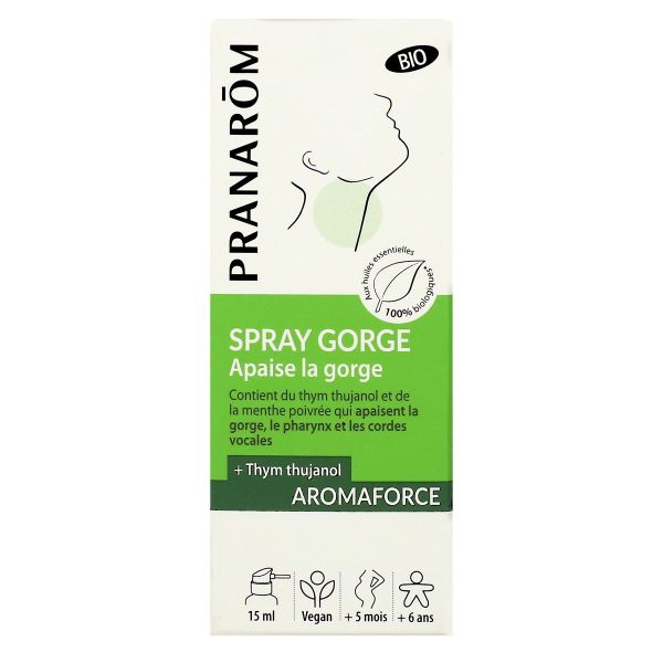 Aromaforce spray gorge bio apaise la gorge 15ml