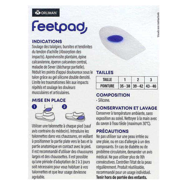 FeetPad 2 talonnettes silicone insert central modèle bilatéral taille 1