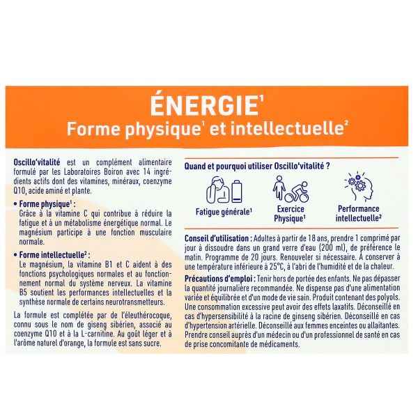 Oscillo vitalité complexe multi-actifs 60 comprimés