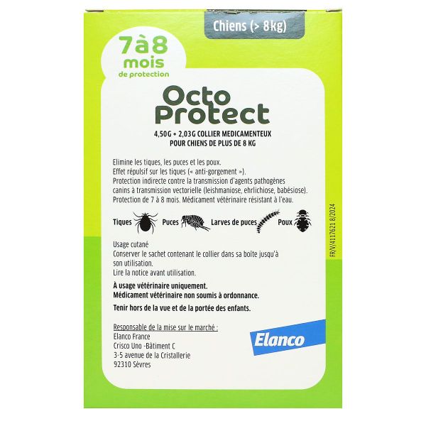 Octo Protect 7-8 mois 1 collier 70cm pour chiens +8kg
