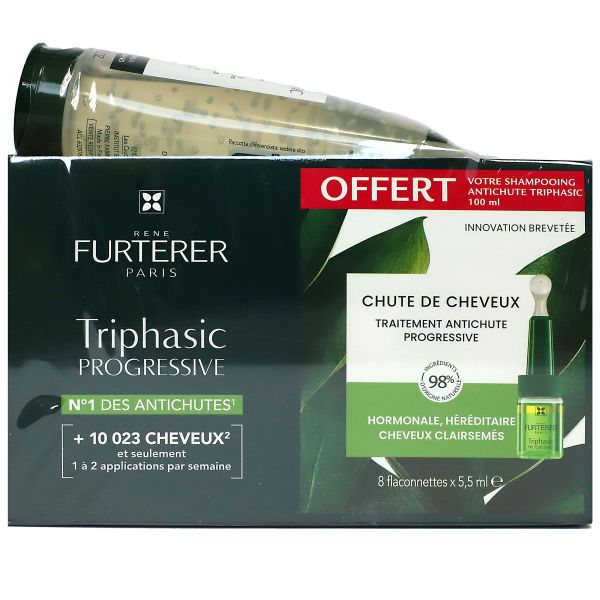Triphasic Progressive traitement anti-chute 8 flaconnettes + shampoing offert