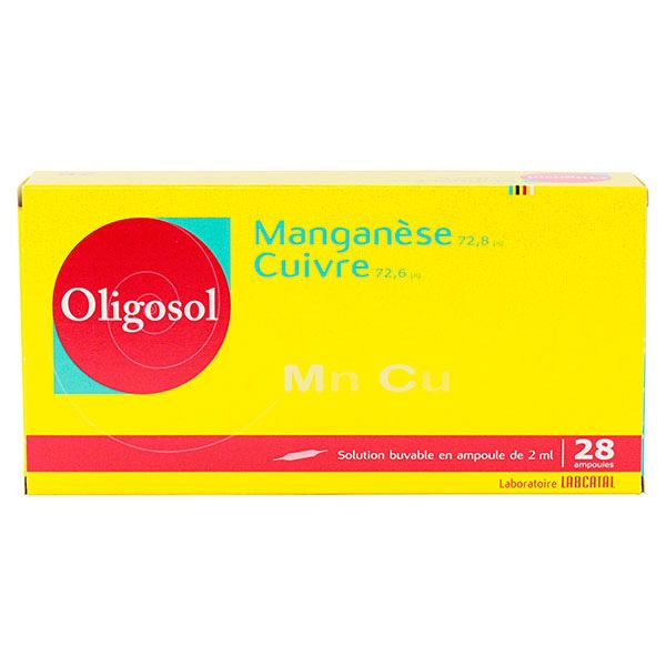 Oligosol manganèse cuivre 28 ampoules
