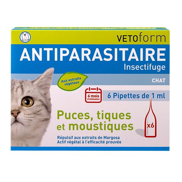 Antiparasitaire insectifuge chat 6x1ml