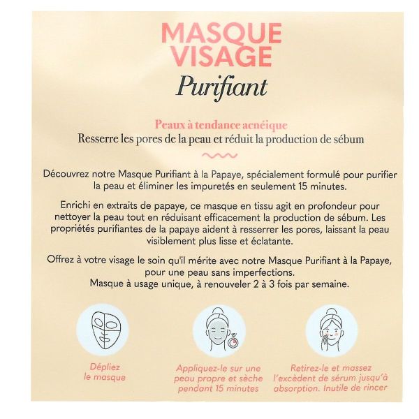 Masque visage purifiant papaye peau à tendance acnéique