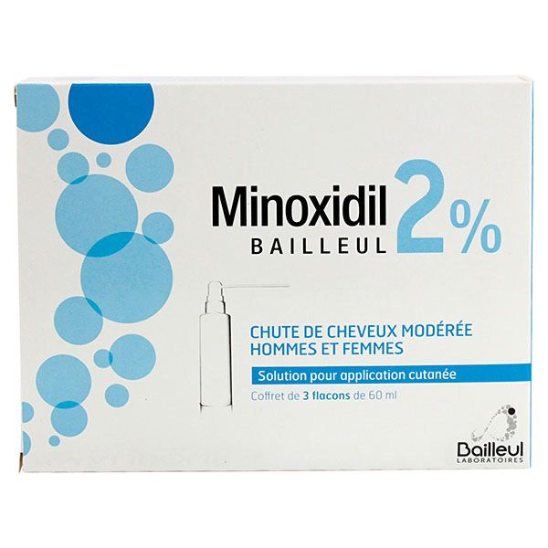 Minoxidil 2% solution cutanée 3x60ml