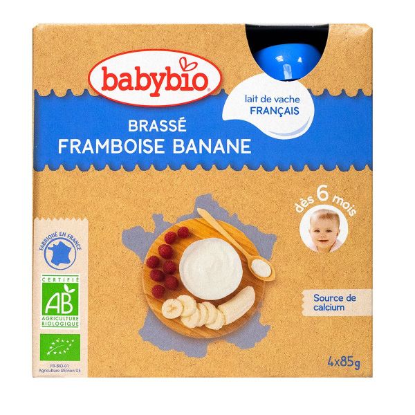 Gourde dessert lacté brassé framboise banane 4x85g