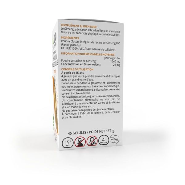 Arkogélules ginseng bio 1560mg racine 45 gélules