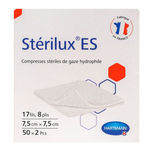 Sterilux 50 compresses stériles 7,5cm x 7,5cm