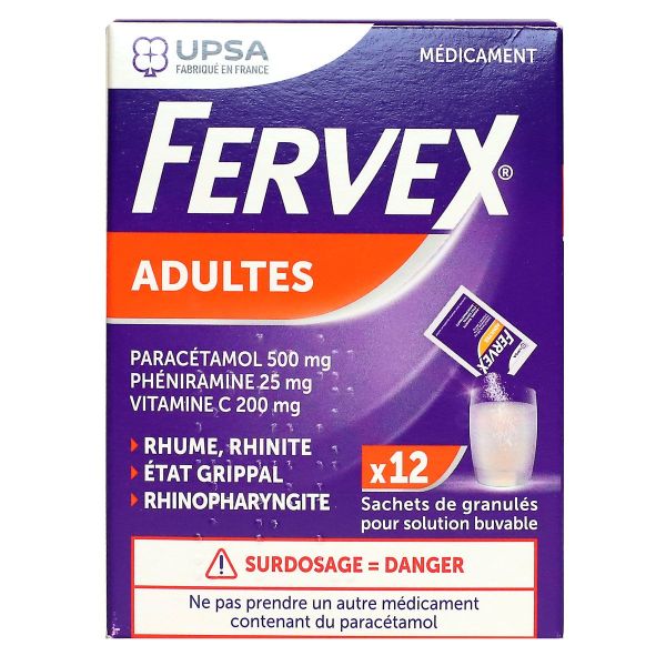 Fervex Adulte rhume rhinite etat grippal 12 sachets granulés