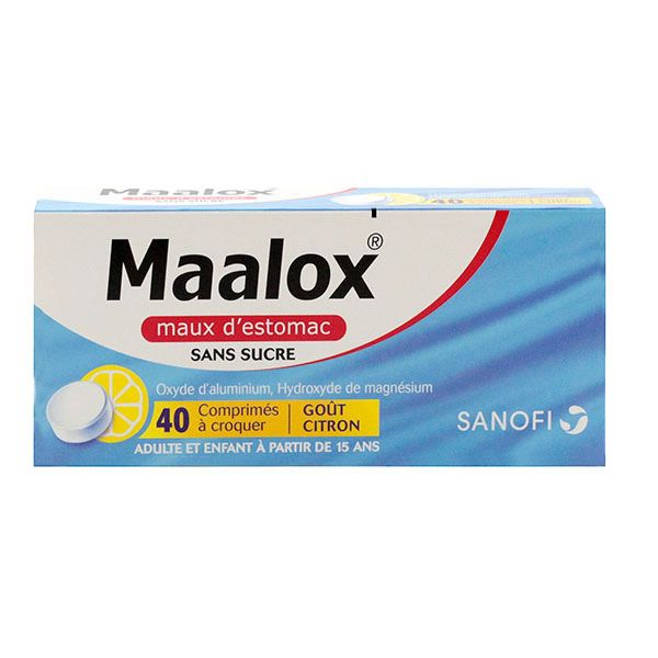 Maalox maux estomac citron - 40 comprimés à croquer