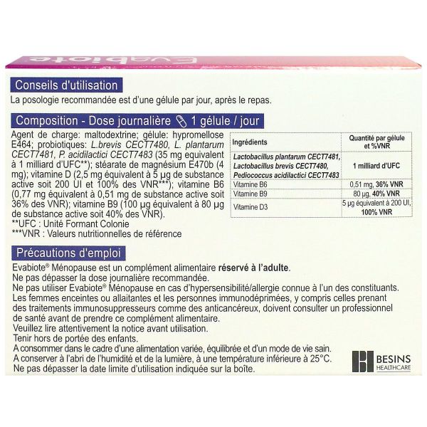 Evabiote ménopause régulateur activité hormonale 30 gélules
