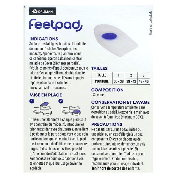 FeetPad 2 talonnettes silicone insert central modèle bilatéral taille 2
