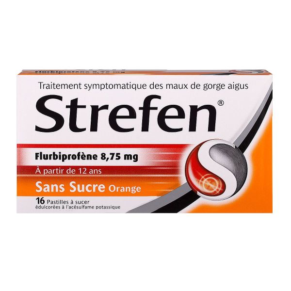 Strefen sans sucre orange 16 pastilles