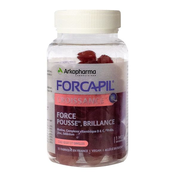 Forcapil Croissance pousse brillante cheveux ongles 60 gummies