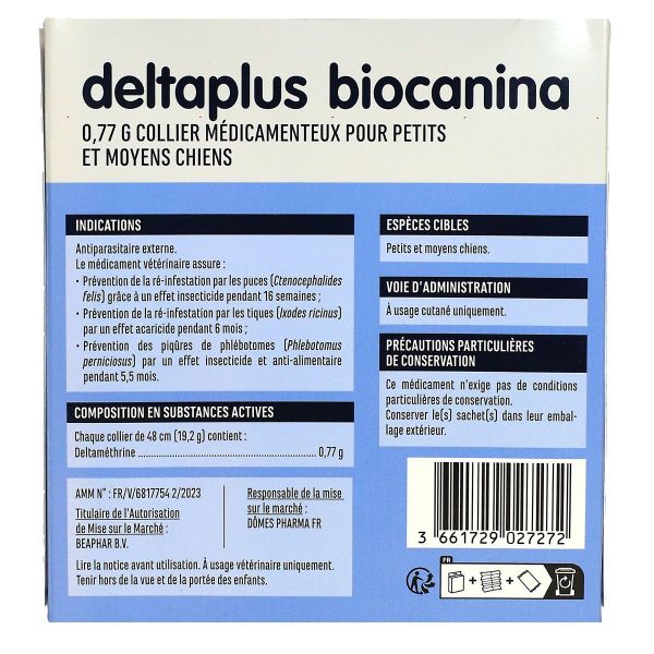 Deltaplus collier 48cm antiparasitaire 0,77g petit et moyen chien