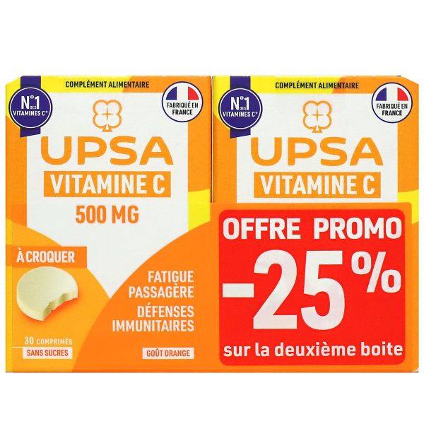 Vitamine C 500mg sans sucre 2x30 comprimés