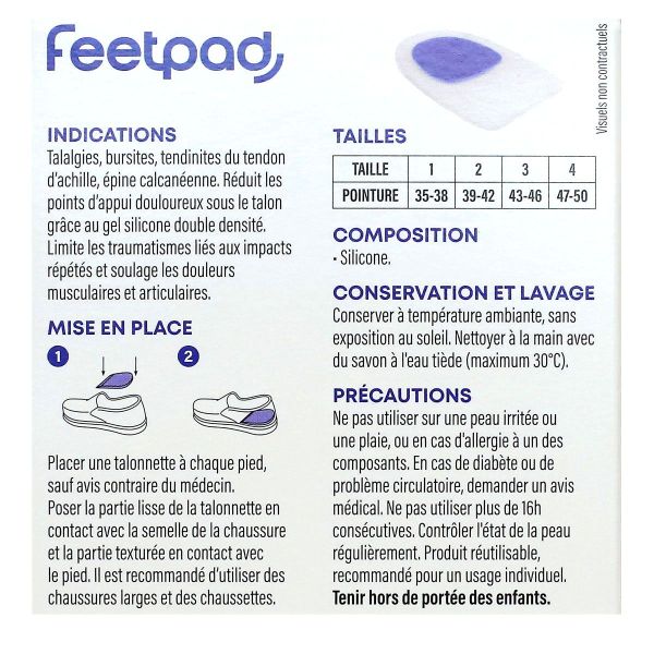 FeetPad 2 talonnettes plates silicone modèle bilatéral taille 1