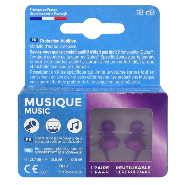 Specific Musique 1 paire protection auditive avec filtre