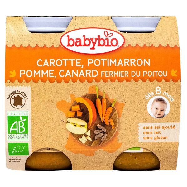 Petit pot menu carotte potimarron pomme & canard 2x200g