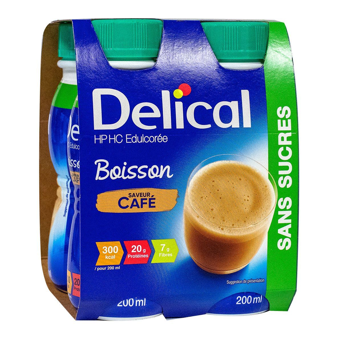 Boisson sans sucre sans lactose HP HC café 4 x 200 ml.